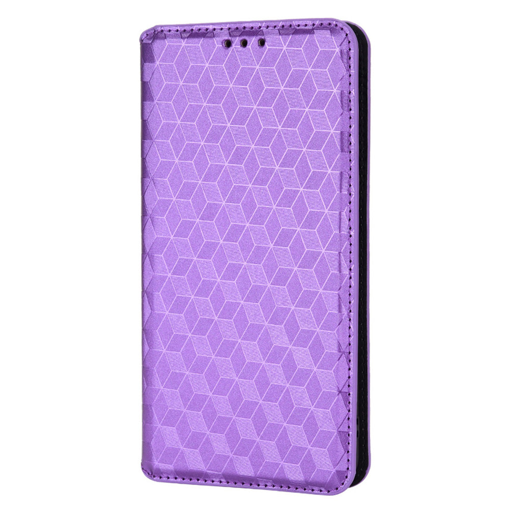 For Oppo Find X5 Rhombus Imprinted Magnetic Folio Flip Leather Protective Shell Phone Case with Stand Wallet