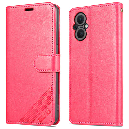 AZNS Wallet Design PU Leather Phone Shell for Oppo A96 (China)/Reno7 Z 5G/Reno7 Lite/Reno8 Lite 5G/F21 Pro 5G/OnePlus Nord N20 5G Full Coverage Protective Case with Stand