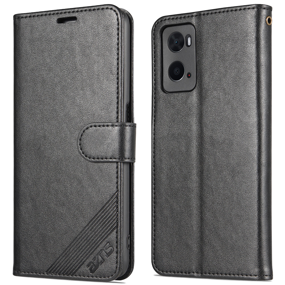 AZNS Wallet Design PU Leather Phone Shell for Oppo A36/A76 Phone Protective Case Accessory with Foldable Stand