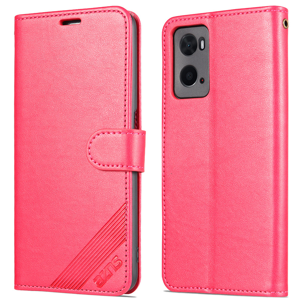 AZNS Wallet Design PU Leather Phone Shell for Oppo A36/A76 Phone Protective Case Accessory with Foldable Stand