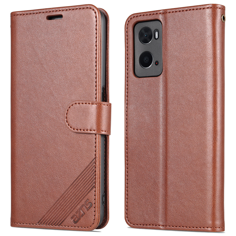 AZNS Wallet Design PU Leather Phone Shell for Oppo A36/A76 Phone Protective Case Accessory with Foldable Stand