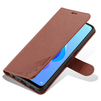 AZNS Wallet Design PU Leather Phone Shell for Oppo A36/A76 Phone Protective Case Accessory with Foldable Stand