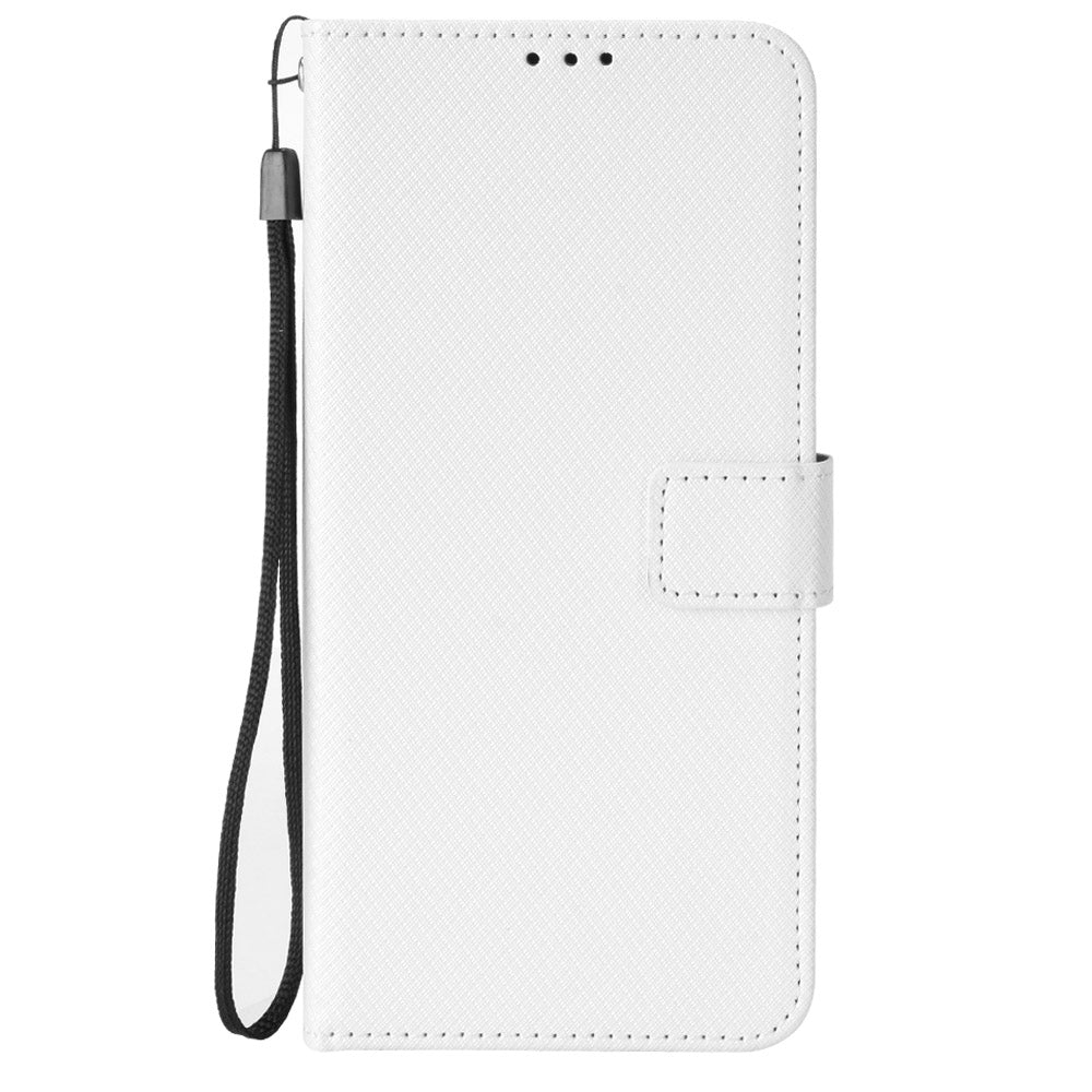 For Oppo Reno7 5G (China) Drop Resistant Diamond Texture Phone Case Cover with Wallet Function PU Leather Stand Cell Phone Shell with Strap