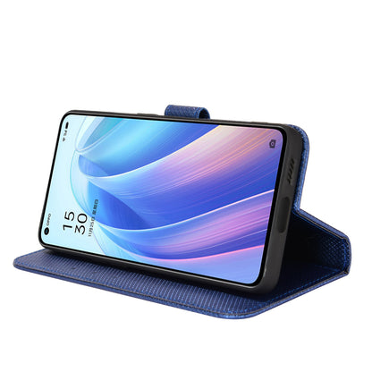 For Oppo Reno7 Pro 5G Diamond Texture Phone Case Cover with Wallet Function PU Leather Horizontal Stand Cell Phone Shell