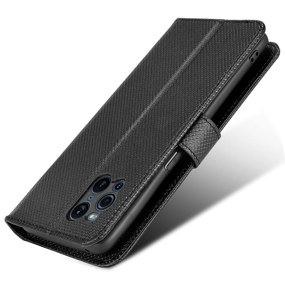 For Oppo Find X3 Pro/Oppo Find X3 Wallet Stand Phone Cover Diamond Texture PU Leather Anti-scratch Cell Phone Case with Strap