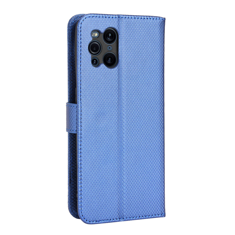 For Oppo Find X3 Pro/Oppo Find X3 Wallet Stand Phone Cover Diamond Texture PU Leather Anti-scratch Cell Phone Case with Strap