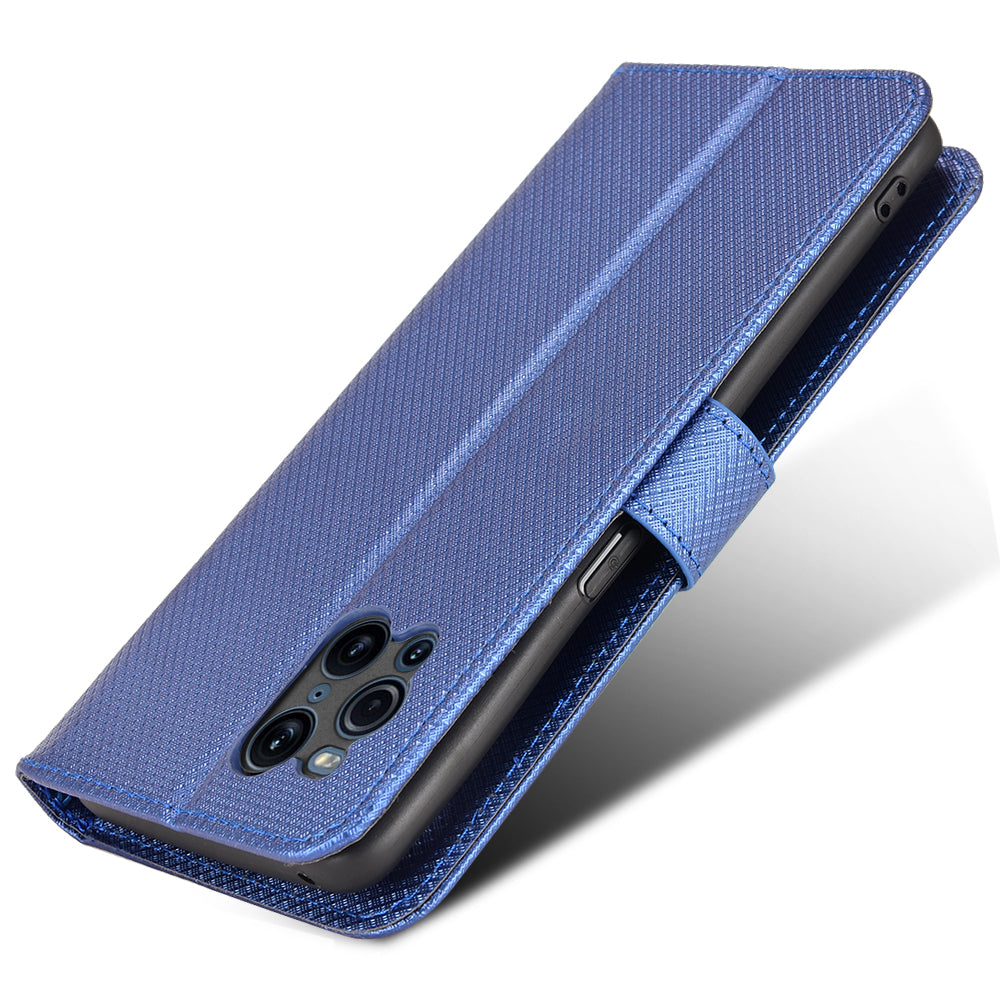 For Oppo Find X3 Pro/Oppo Find X3 Wallet Stand Phone Cover Diamond Texture PU Leather Anti-scratch Cell Phone Case with Strap