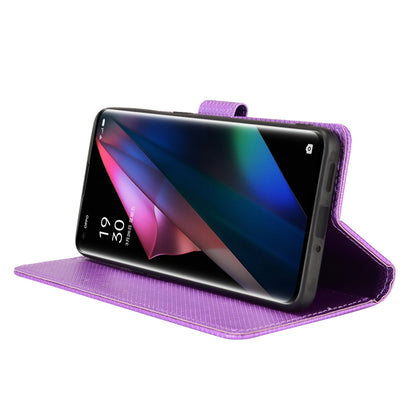 For Oppo Find X3 Pro/Oppo Find X3 Wallet Stand Phone Cover Diamond Texture PU Leather Anti-scratch Cell Phone Case with Strap