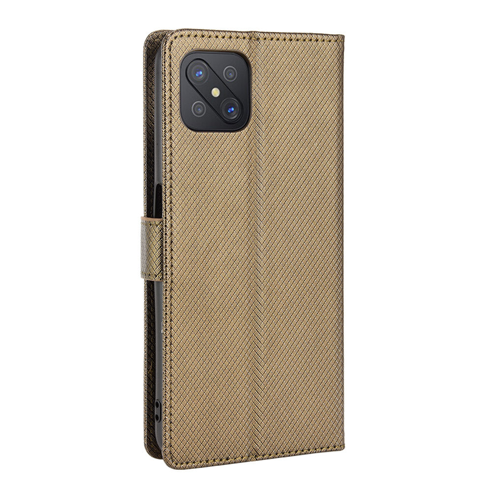 For Oppo A92s/Reno4 Z 5G Diamond Texture Phone Case Cover PU Leather Wallet Stand Cell Phone Shell with Strap