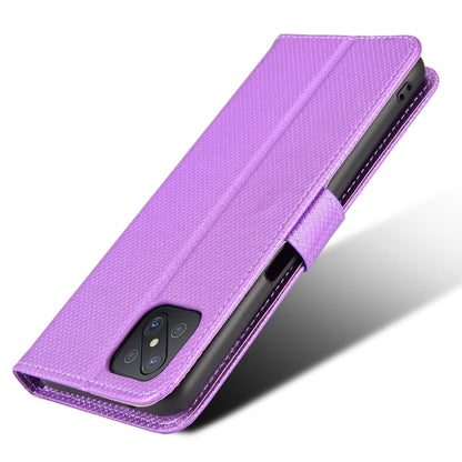 For Oppo A92s/Reno4 Z 5G Diamond Texture Phone Case Cover PU Leather Wallet Stand Cell Phone Shell with Strap