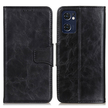 For Oppo Reno7 5G (Global)/Find X5 Lite Crazy Horse Texture Split Leather Shockproof Phone Shell Case Anti-drop Cover with Wallet Stand