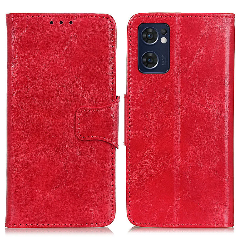 For Oppo Reno7 5G (Global)/Find X5 Lite Crazy Horse Texture Split Leather Shockproof Phone Shell Case Anti-drop Cover with Wallet Stand