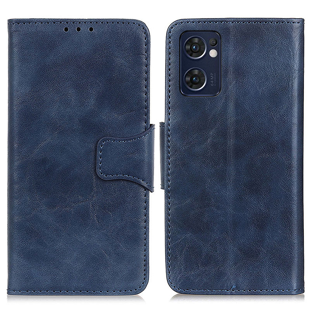 For Oppo Reno7 5G (Global)/Find X5 Lite Crazy Horse Texture Split Leather Shockproof Phone Shell Case Anti-drop Cover with Wallet Stand