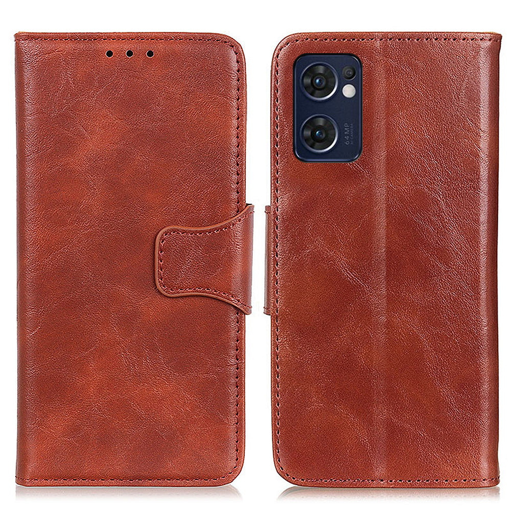 For Oppo Reno7 5G (Global)/Find X5 Lite Crazy Horse Texture Split Leather Shockproof Phone Shell Case Anti-drop Cover with Wallet Stand