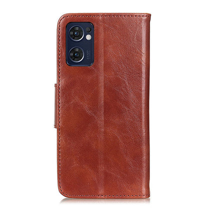 For Oppo Reno7 5G (Global)/Find X5 Lite Crazy Horse Texture Split Leather Shockproof Phone Shell Case Anti-drop Cover with Wallet Stand