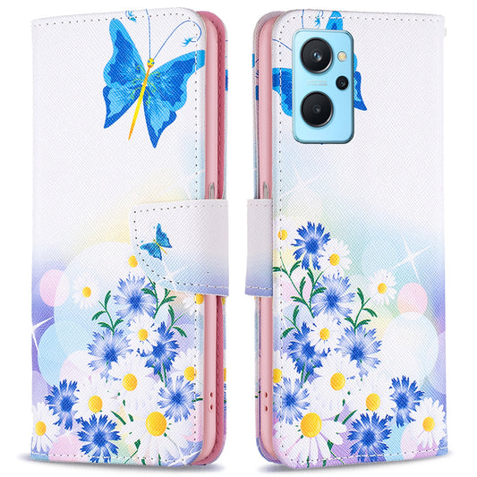 For Oppo A36/A76/Realme 9i Pattern Printing PU Leather + TPU Shockproof Phone Case Wallet Stand Protective Cover