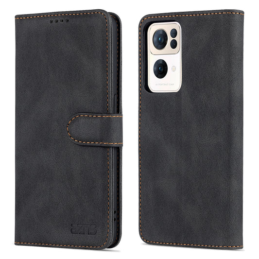 AZNS PU Leather Flip Cover for Oppo Reno7 Pro 5G, Wallet Stand TPU Shockproof Interior Case