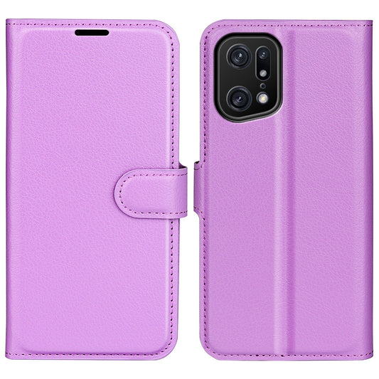 Litchi Texture Leather Cover for Oppo Find X5 Pro, Magnetic Clasp Wallet Stand Protective Phone Case