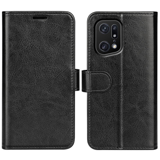 For Oppo Find X5 Pro Flip Folio Crazy Horse Texture Wallet Case PU Leather Adjustable Stand Phone Cover