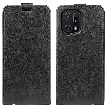 For Oppo Find X5 Pro Vertical Flip Crazy Horse Texture Phone Case PU Leather Magnetic Clasp Cover with Card Holder