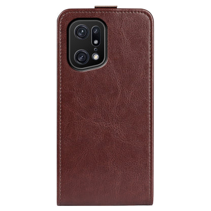 For Oppo Find X5 Pro Vertical Flip Crazy Horse Texture Phone Case PU Leather Magnetic Clasp Cover with Card Holder