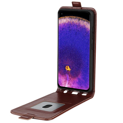 For Oppo Find X5 Pro Vertical Flip Crazy Horse Texture Phone Case PU Leather Magnetic Clasp Cover with Card Holder