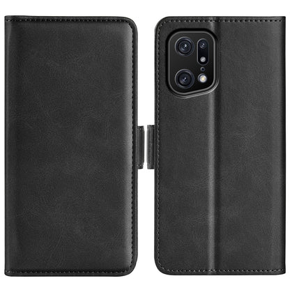 For Oppo Find X5 Pro Textured PU Leather Stand Cover Magnetic Clasp Mobile Phone Wallet Case