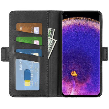 For Oppo Find X5 Pro Textured PU Leather Stand Cover Magnetic Clasp Mobile Phone Wallet Case