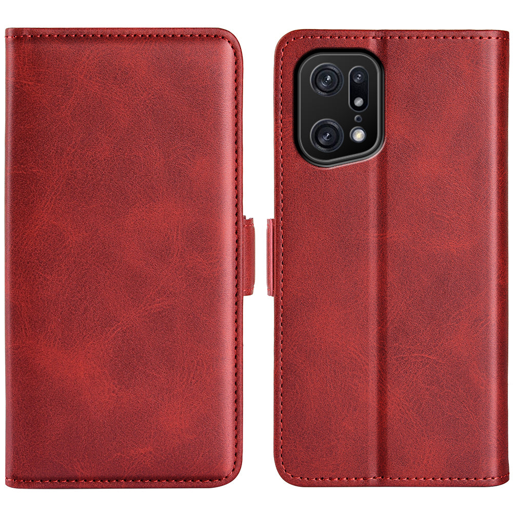 For Oppo Find X5 Pro Textured PU Leather Stand Cover Magnetic Clasp Mobile Phone Wallet Case