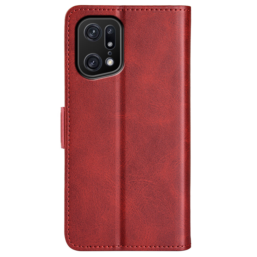 For Oppo Find X5 Pro Textured PU Leather Stand Cover Magnetic Clasp Mobile Phone Wallet Case