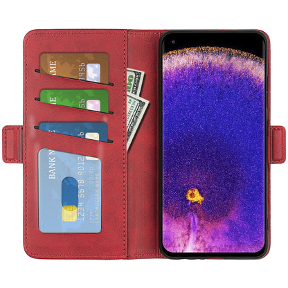 For Oppo Find X5 Pro Textured PU Leather Stand Cover Magnetic Clasp Mobile Phone Wallet Case