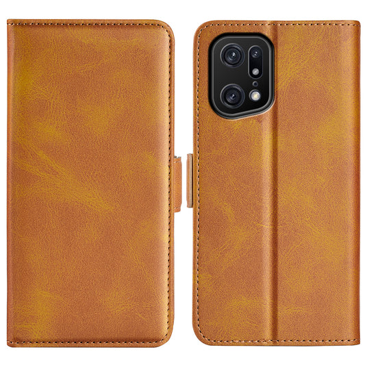 For Oppo Find X5 Pro Textured PU Leather Stand Cover Magnetic Clasp Mobile Phone Wallet Case