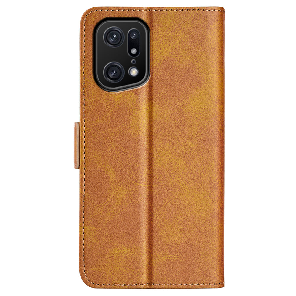 For Oppo Find X5 Pro Textured PU Leather Stand Cover Magnetic Clasp Mobile Phone Wallet Case