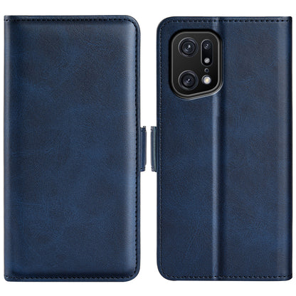 For Oppo Find X5 Pro Textured PU Leather Stand Cover Magnetic Clasp Mobile Phone Wallet Case