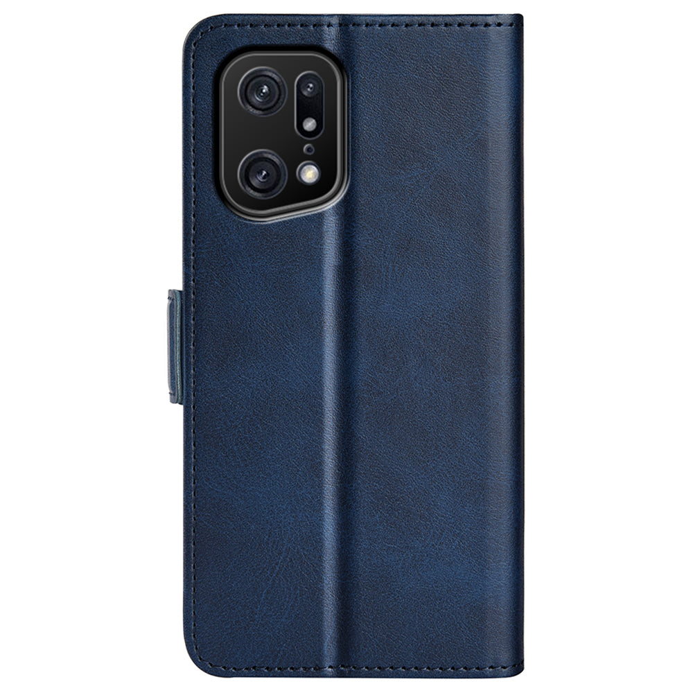 For Oppo Find X5 Pro Textured PU Leather Stand Cover Magnetic Clasp Mobile Phone Wallet Case