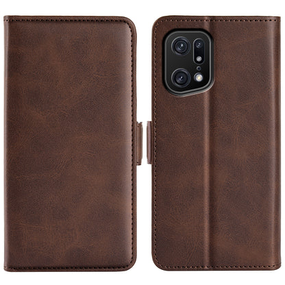 For Oppo Find X5 Pro Textured PU Leather Stand Cover Magnetic Clasp Mobile Phone Wallet Case