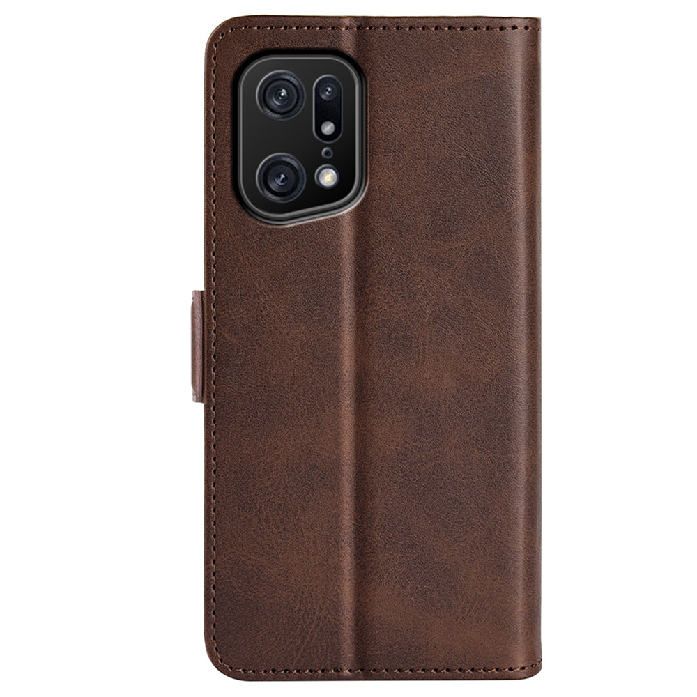 For Oppo Find X5 Pro Textured PU Leather Stand Cover Magnetic Clasp Mobile Phone Wallet Case