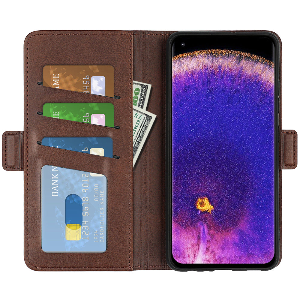 For Oppo Find X5 Pro Textured PU Leather Stand Cover Magnetic Clasp Mobile Phone Wallet Case