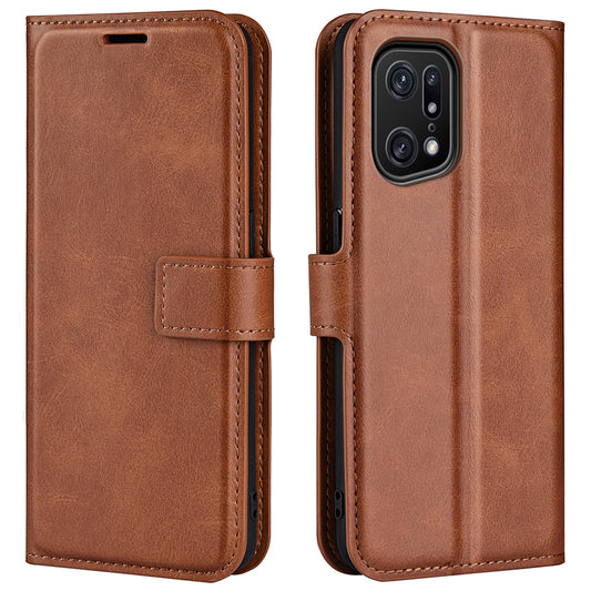 For Oppo Find X5 Pro Textured PU Leather Magnetic Clasp Case Wallet Adjustable Stand Flip Phone Cover