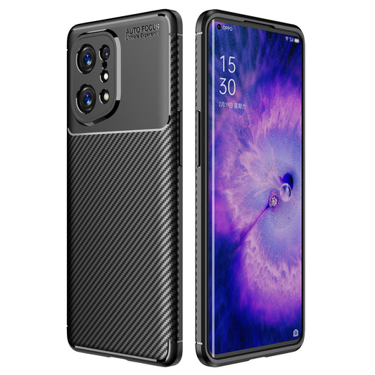 For Oppo Find X5 Light Thin Soft TPU Case Carbon Fiber Well-protected Cell Phone Shell