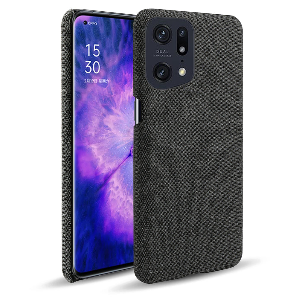 Slim Phone Case for Oppo Find X5 Pro Solid Color Cloth Texture + PC Protector Heat Dissipation Incomplete Covering Back Shell