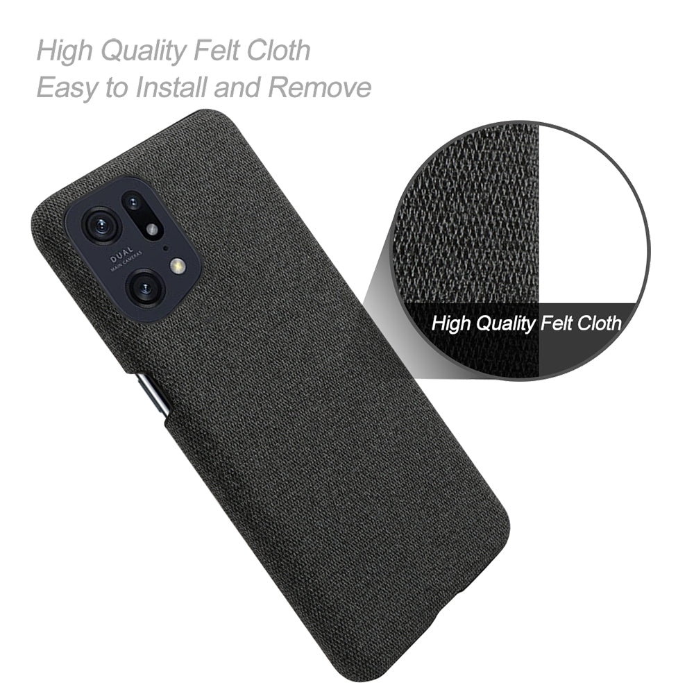 Slim Phone Case for Oppo Find X5 Pro Solid Color Cloth Texture + PC Protector Heat Dissipation Incomplete Covering Back Shell