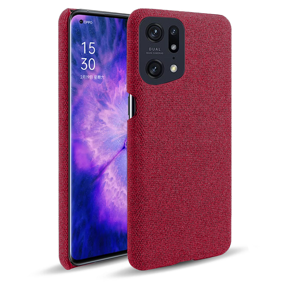 Slim Phone Case for Oppo Find X5 Pro Solid Color Cloth Texture + PC Protector Heat Dissipation Incomplete Covering Back Shell