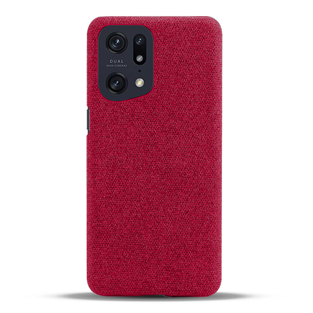 Slim Phone Case for Oppo Find X5 Pro Solid Color Cloth Texture + PC Protector Heat Dissipation Incomplete Covering Back Shell