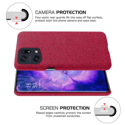 Slim Phone Case for Oppo Find X5 Pro Solid Color Cloth Texture + PC Protector Heat Dissipation Incomplete Covering Back Shell