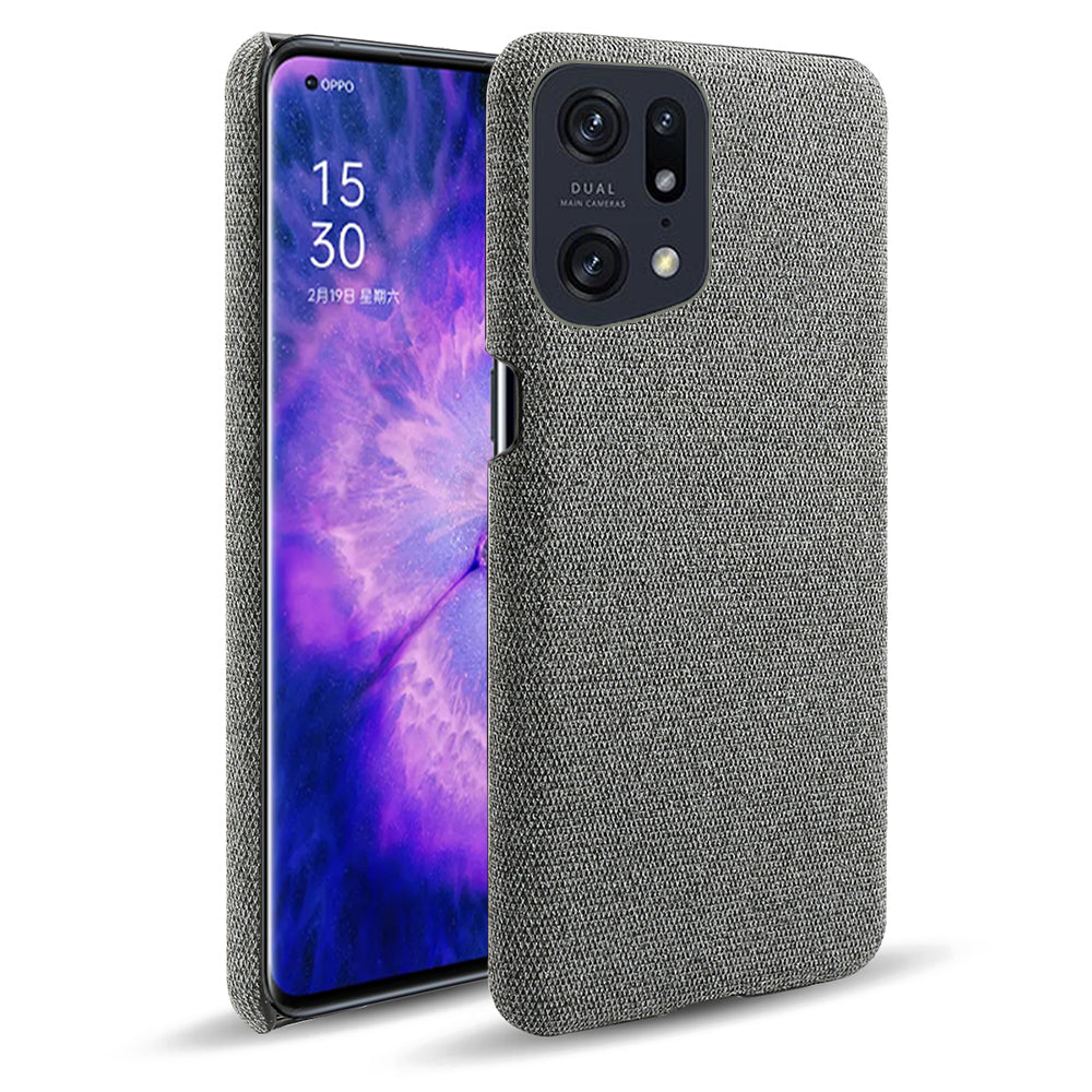 Slim Phone Case for Oppo Find X5 Pro Solid Color Cloth Texture + PC Protector Heat Dissipation Incomplete Covering Back Shell