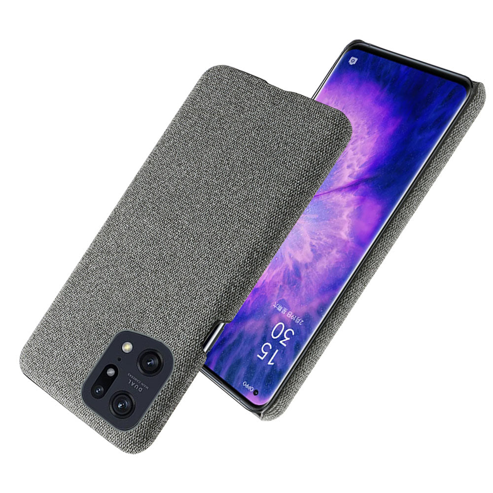 Slim Phone Case for Oppo Find X5 Pro Solid Color Cloth Texture + PC Protector Heat Dissipation Incomplete Covering Back Shell