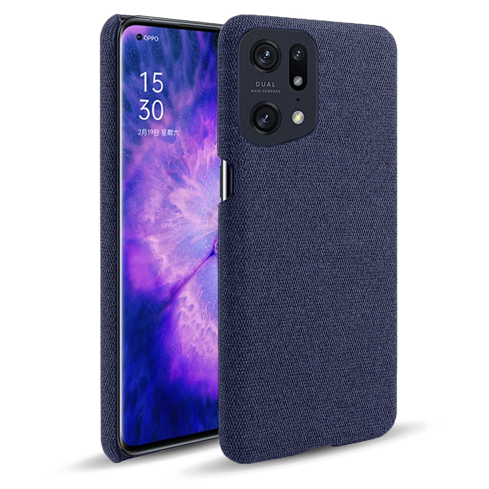 Slim Phone Case for Oppo Find X5 Pro Solid Color Cloth Texture + PC Protector Heat Dissipation Incomplete Covering Back Shell