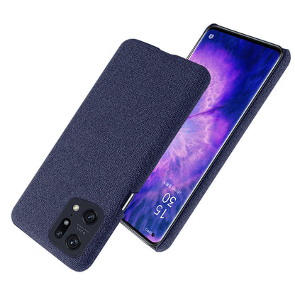 Slim Phone Case for Oppo Find X5 Pro Solid Color Cloth Texture + PC Protector Heat Dissipation Incomplete Covering Back Shell