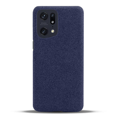 Slim Phone Case for Oppo Find X5 Pro Solid Color Cloth Texture + PC Protector Heat Dissipation Incomplete Covering Back Shell